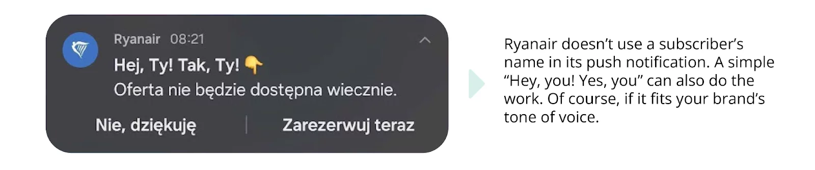 Ryanair mobile push notification